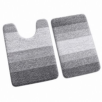 2 pc Microfiber Bathroom Rug Set Non Slip Absorbent Washable Plush Bath Mats