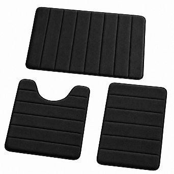 Bathroom Rug Set 3 pc Memory Foam Non Slip Washable