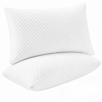 Queen Size 2 Pack Adjustable Memory Foam Pillow Dual Temp Cooling Firm Support For Side Sleepers