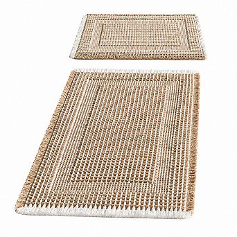 2 Pack Boho Waffle Bathroom Rugs Non Slip Absorbent Soft Washable Bath Mats