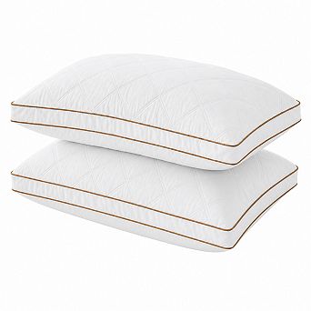 King Size Set of 2 Down Alternative Cotton Shell Pillows for Sleeping Supportive