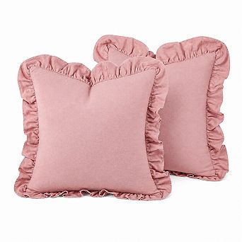 Set of 2 Cotton Ruffle Decorative Pillow Covers Boho Farmhouse Decor