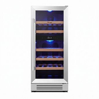 15" Dual Zone Wine Cooler Refrigerator, 33-Bottle Wine Fridge, Built-in & Freestanding