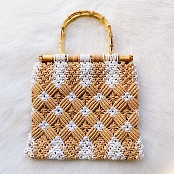 Bamboo Babe Tote Bag, Woven Neutral Travel Purse
