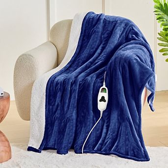 Inhand Sherpa Flannel Heated Blanket, Electric Blanket with Auto Shut-Off & Overheat Protection