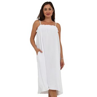 Women's 24Seven Comfort Apparel Smocked Pocket Spaghetti Strap Midi Dress