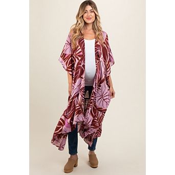 Maternity Tropical Print Long Cover Up