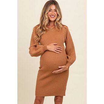 Maternity Bubble Sleeve Sweater Dress