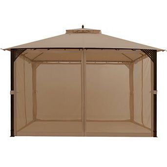 Costway 12' x 10' Outdoor Patio Gazebo Canopy Shelter Double Top Sidewalls Netting