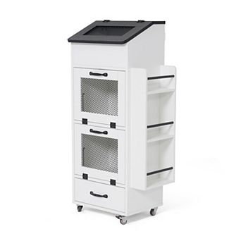 SUNSITT 16.0" Potato and Onion Storage Bin on Wheels 4 tier Rolling Fruit and Vegetable Organizer