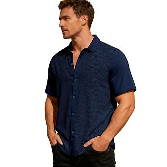 Men's Textured Short‑Sleeve Button‑Down Casual Shirt