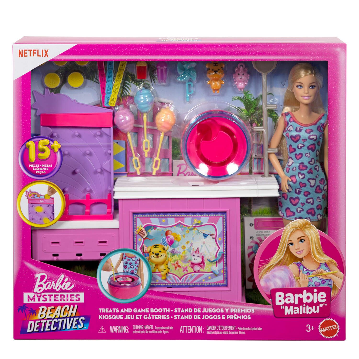 Детский игровой набор Barbie Mysteries: Beach Detective Cotton Candy Game Playset with Malibu Doll & Accessories — фото 6