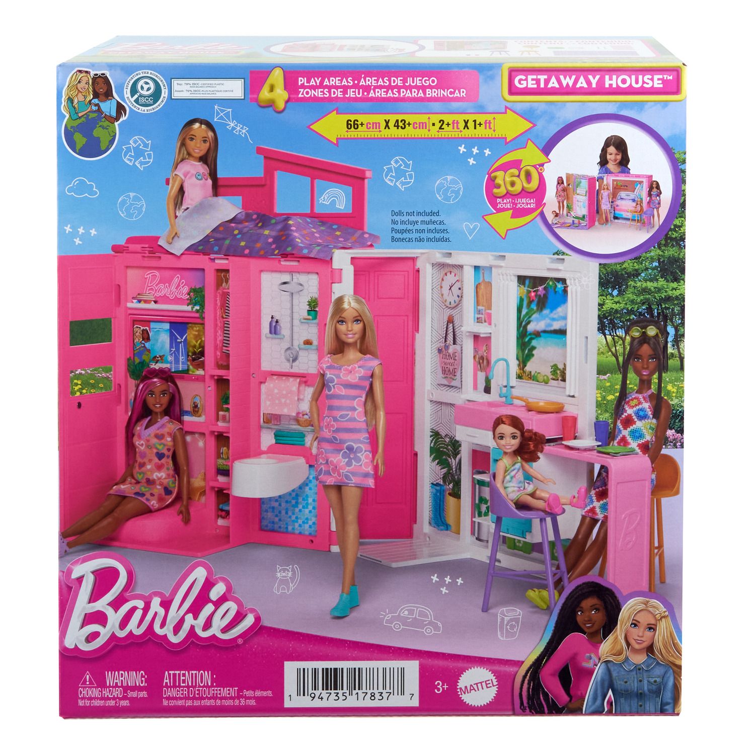 Детские аксессуары для кукол Barbie Getaway House Dollhouse Playset with 4 Play Areas & 11 Decor Accessories — фото 6