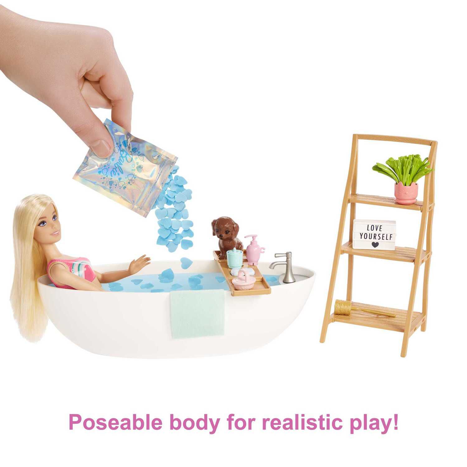Детские аксессуары для кукол Barbie Self Care Doll & Bathtub Playset with Confetti Soap & Accessories — фото 2