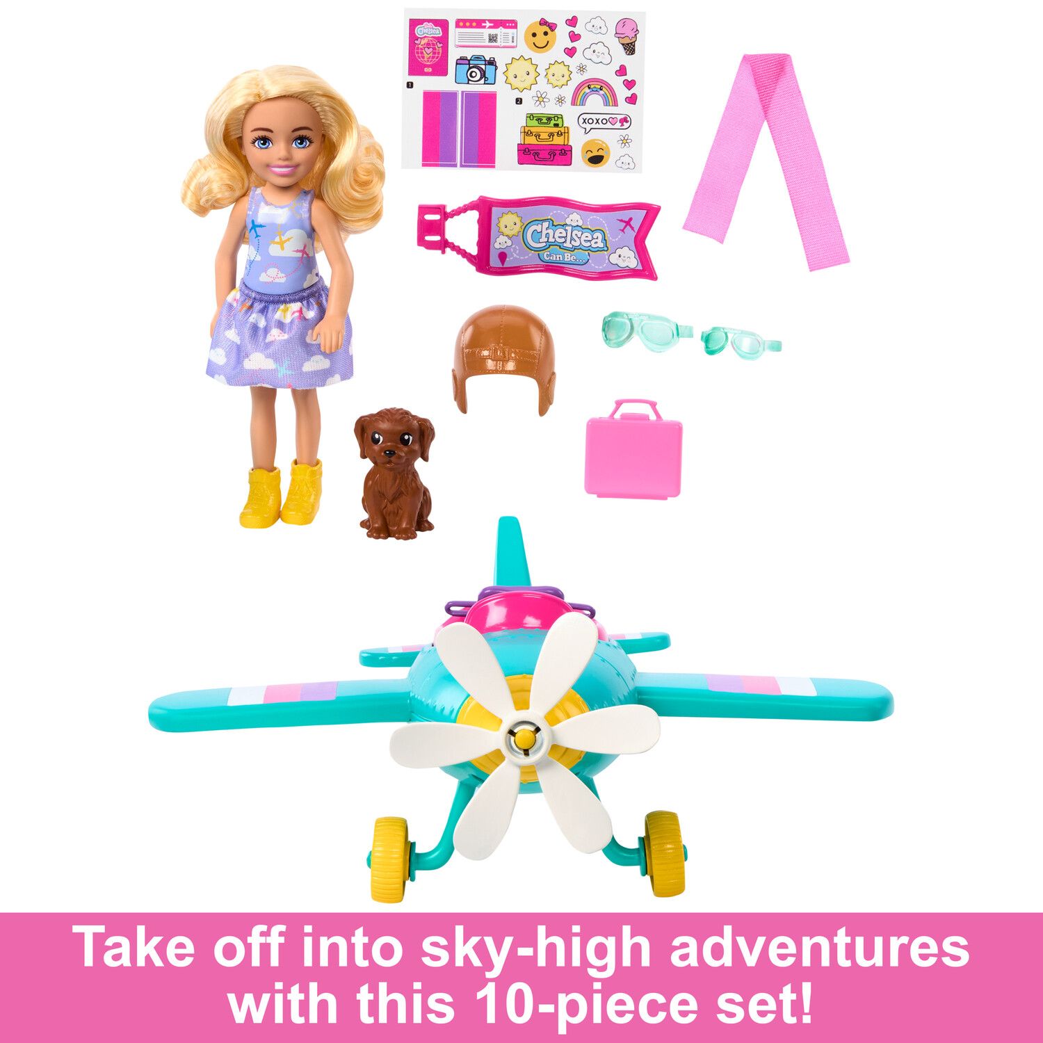 Детский игровой набор Barbie Chelsea Can Be Plane Doll & 2-Seater Aircraft Playset with 7 Accessories — фото 4
