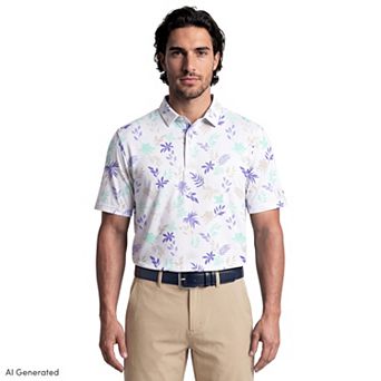 Men's PGA Tour Palms Club Print Short Sleeve Golf Polo Shirt