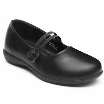 HOMEHOT Girls Mary Jane Shoes Flower Decor Elastic Strap School Flats