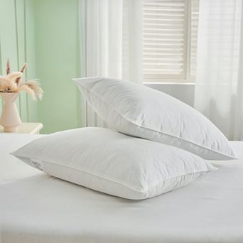 Yescool Quilted Goose Down & Feather Pillows, Medium Firm Support with Breathable 100% Cotton Shell