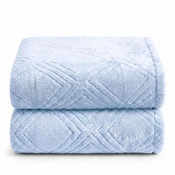 SUPERIOR 2-Pack Alaska Diamond Embossed Microfiber Fleece Throw Blankets