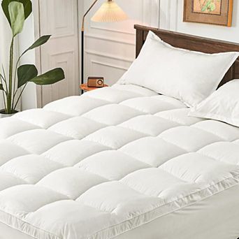 Yescool Plush Mattress Topper Pad, Cooling Breathable Pad with Deep Pocket, Soft Pillow Top Cover