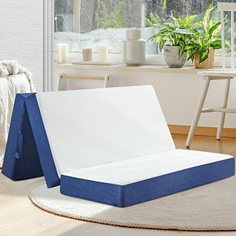 Yescool 6" Trifold Memory Foam Mattress, Foldable Pad with Washable Cover for Guest Bed & Camping