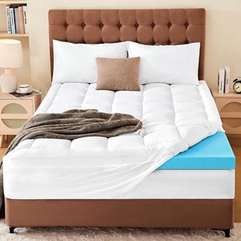 Yescool 4" Gel Memory Foam Mattress Topper, Dual Layer with Cooling Foam & Plush Pillow Top Cover