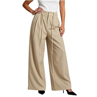 Womens Wide Leg Work Pants High Waist Straight Leg Trousers Business Casual Dress Pants