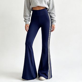 Women's High Waist Tummy Control Bootcut Yoga Leggings Side Stripes Casual Fitness Daily Trousers