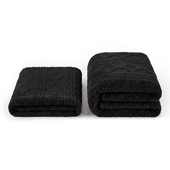 SUPERIOR Arctic Geometric Sculpted Microfiber Fleece Throw Blanket 2 pc