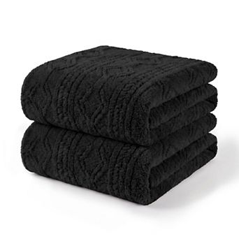 SUPERIOR Arctic Geometric Sculpted Microfiber Fleece Throw Blanket 2-Pack