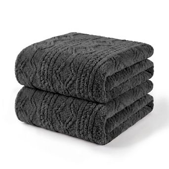 SUPERIOR 2-Pack Arctic Geometric Sculpted Microfiber Fleece Throw Blankets