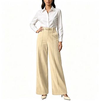 Women's High Waist Wide Leg Dress Pants With Pockets Business Casual Work Trousers For Office