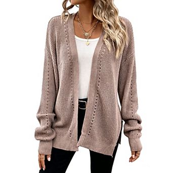 Women Open Front Knit Cardigan Long Sleeve Casual Sweater