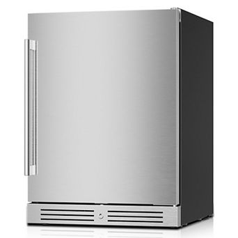 24 inch Beverage Refrigerator, 160 Cans Beverage Fridge , Stainless Steel Indoor/Outdoor Cooler