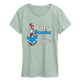 Women's Dr. Seuss The Cat In The Hat Cats Books & Coffee Graphic Tee