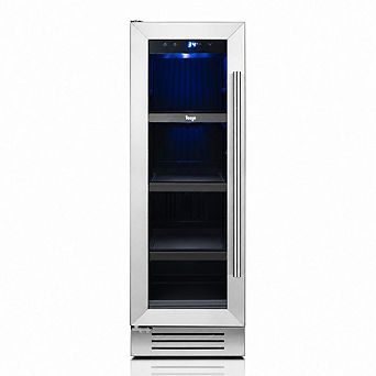 12-Inch Beverage Refrigerator Cooler with Glass Door, 60-Can Capacity, 34-54°F