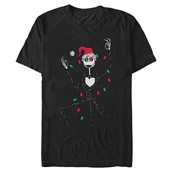 Men's Disney's Jack Skellington With Xmas Lights Graphic Tee
