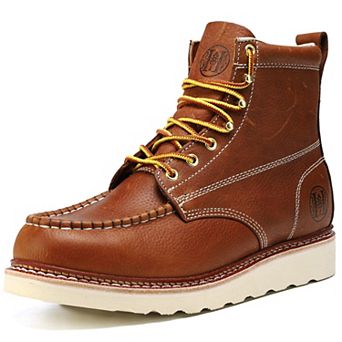 HANDPOINT Men's 6-Inch Soft Toe Brown Full-Grain Leather Work Boots