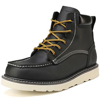HANDPOINT Men's 6-Inch Soft Toe Black Leather Moc Toe Work Boots