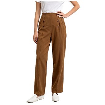 Womens Straight Leg Corduroy Pants Button High Waisted Work Business Casual Pants Office Trousers