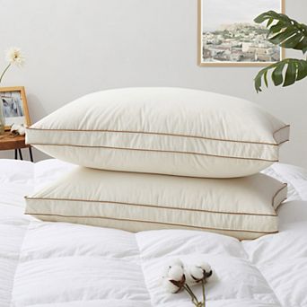 Puredown 75% White Down Pillows Ultra Plush Hotel-Quality 4-Layer Surround Bed Pillow (Set of 2)