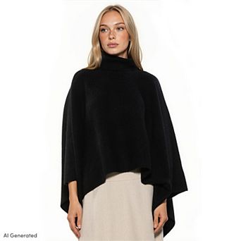 Women's ALEXIA ADMOR Knit Turtleneck Cape Top