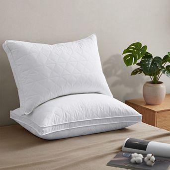 Peace Nest Goose Feather Pillows Set of 2 Gusseted Quilted Breathable Cotton Bed Pillows