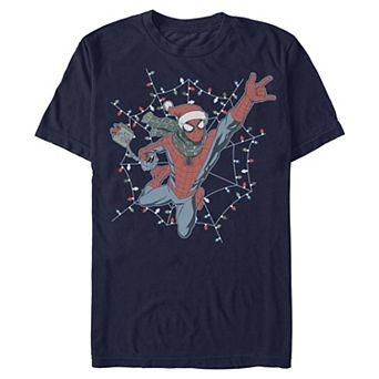Men's Marvel Spider-Man Xmas Lights Web Graphic Tee