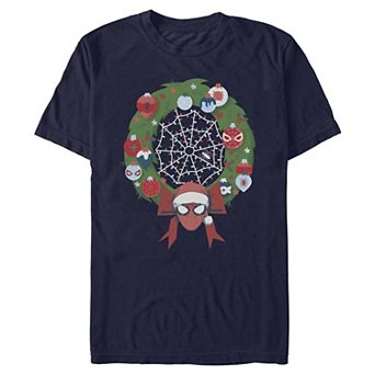 Men's Marvel Spider-Man Christmas Wreath Graphic Tee