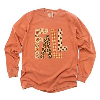 Fall Bold Patterns - Women's Garment Dyed Long Sleeve Graphic T-Shirt