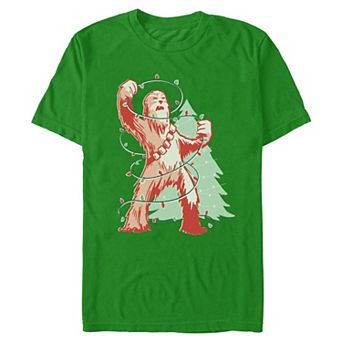 Men's Star Wars Fighting With The Christmas Lights Graphic Star Wars Tee