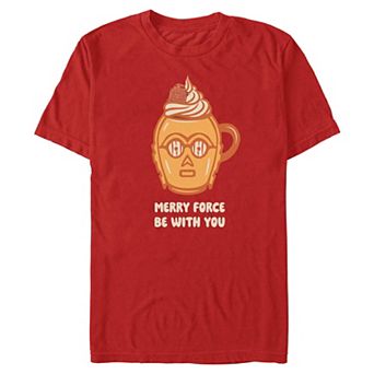 Men's Star Wars C-3PO Merry Force Be With You Graphic Tee