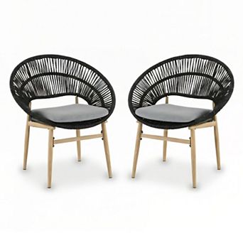 Outdoor Club Chair with Cushions, Patio Accent Chair, Lounge Chair, Modern Rattan Stack Chairs