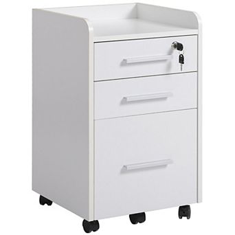 HOMCOM 3 Drawer Mobile File Cabinet, Lockable Filing Cabinet